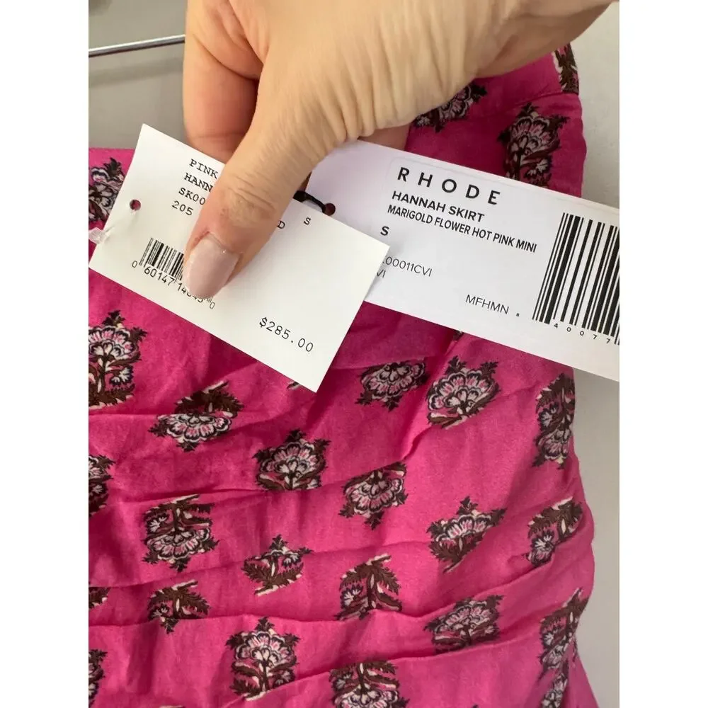 NWT RHODE Hannah Skirt in Marigold Flower/Hot Pink SZ S
